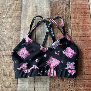 Purple Pixies Floral Sports Bra CXS Black & Pink Nylon/Spandex